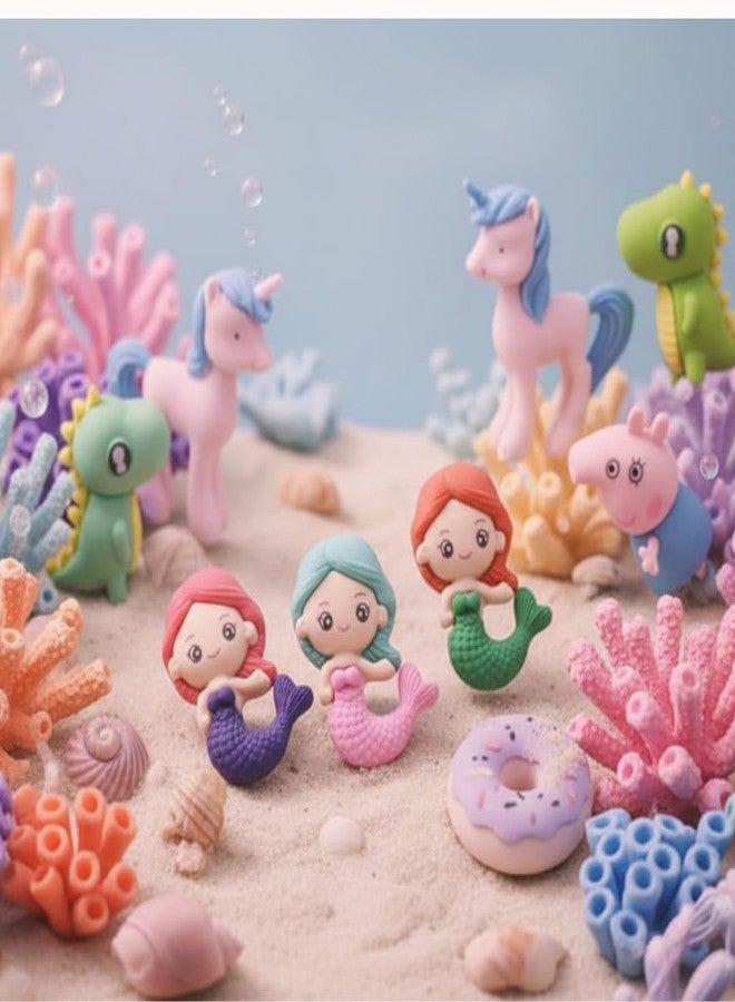 KHUSHA CREATIONS Cartoon Erasers for Kids - Pack of 20 | Kawaii Animal, Unicorn, Mermaid, Dinosaur & Astronaut Erasers | Fun Non-Toxic Stationery Set for School, Return Gifts & Collectibles - Image 3